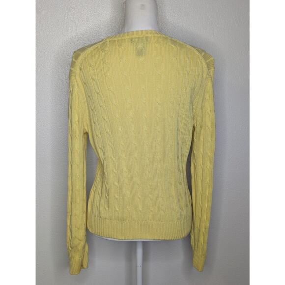 Brooks Brothers 346 Sweater Womens L Yellow Cable Knit Mercerized Cotton - Picture 5 of 7